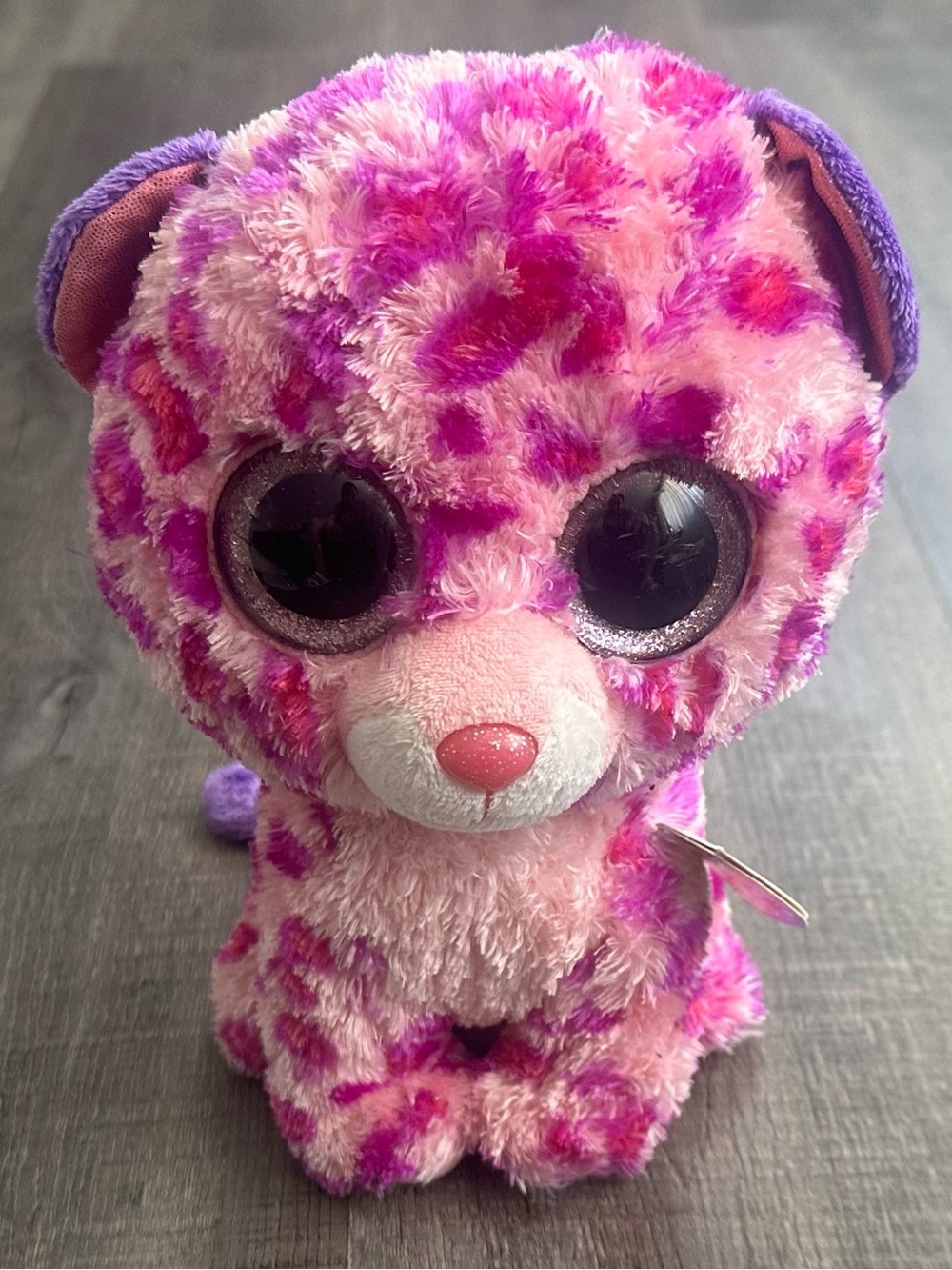 💞 Ty Beanie Boos Glamour Pink & Purple Sparkle-Eyed Plush Toy Leopard